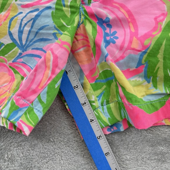 Lilly Pulitzer Callahan Shorts‎ Womens 00 Pink Green Floral Flat Front Chino - Picture 8 of 8